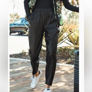 Faux Leather Joggers